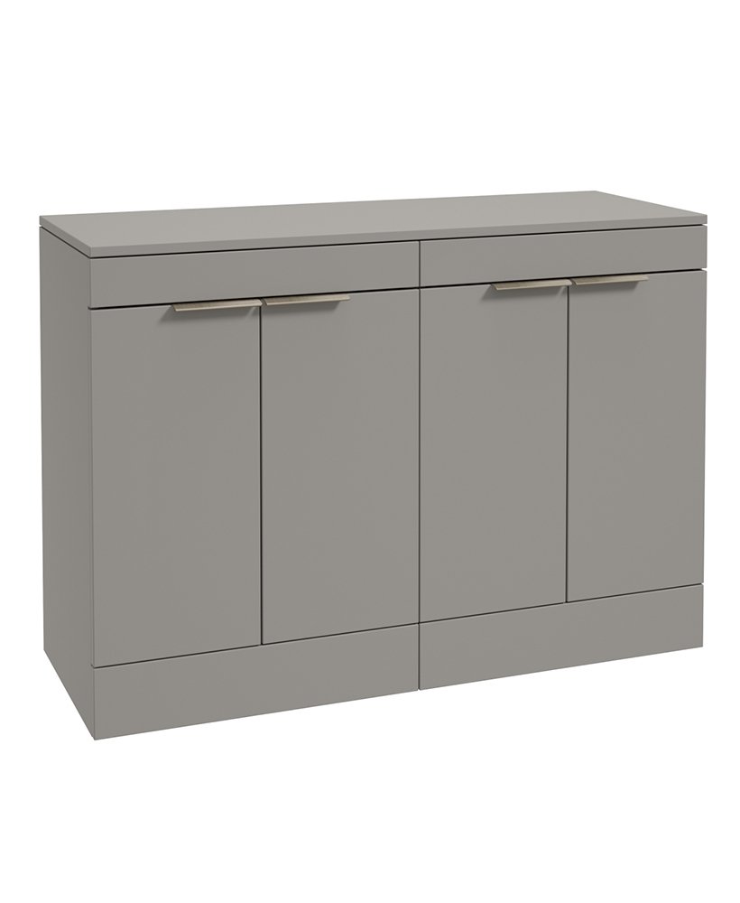 STOCKHOLM FLOORSTANDING 120CM FOUR DOOR COUNTERTOP VANITY UNIT MATT KHAKI - BRUSHED NICKEL HANDLE
